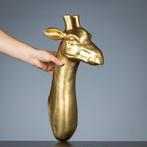 sculptuur, Giraf als wandbord in goudkleur - 500 mm - Hars -
