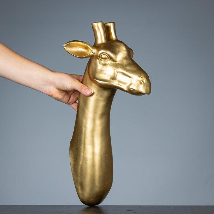 sculptuur, Giraf als wandbord in goudkleur - 500 mm - Hars -, Antiek en Kunst, Curiosa en Brocante
