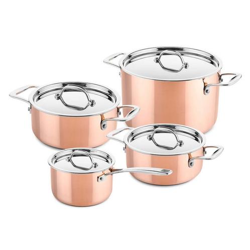 4 Delige Koperen Pannenset - Ducq, Huis en Inrichting, Keuken | Potten en Pannen, Verzenden