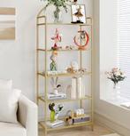 Gouden Boekenkast met 5 Glazen Planken – Modern Design, Huis en Inrichting, Kasten | Boekenkasten, Verzenden, Nieuw