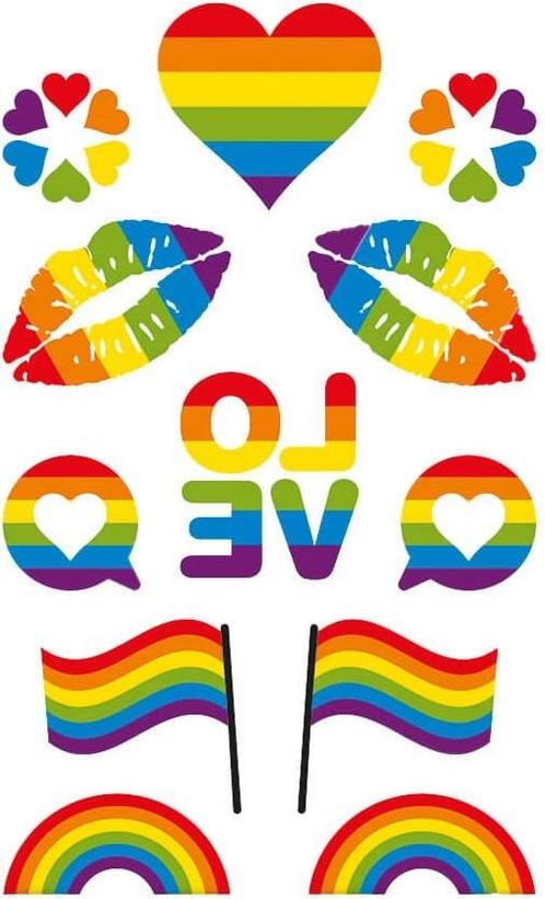Plaktattoos Pride (12st), Hobby en Vrije tijd, Feestartikelen, Nieuw, Ophalen of Verzenden