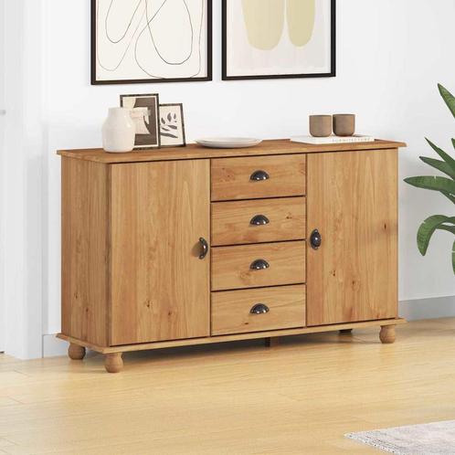 vidaXL Dressoir ASKIM Bruin 133.5 x 40 x 79 cm Massief, Huis en Inrichting, Kasten | Dressoirs, Nieuw, Minder dan 50 cm, Grenenhout