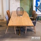 Suar boomstamtafel boomstam tafel eiken hout unieke boomstam, Metaal, 100 tot 150 cm, Verzenden, Industrieel landelijk op maat gemaakt boomstamtafel