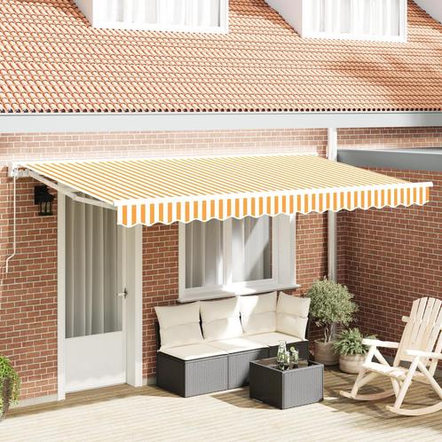 vidaXL Luifel Vervangdoek voor 4x2 m Frame Geel en Wit, Tuin en Terras, Zonneschermen, Nieuw, Verzenden