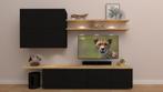 By Jong | Black Sky Wood zwevend tv/ dressoir meubel, Huis en Inrichting, Nieuw, 150 tot 200 cm, Overige materialen, Minder dan 100 cm