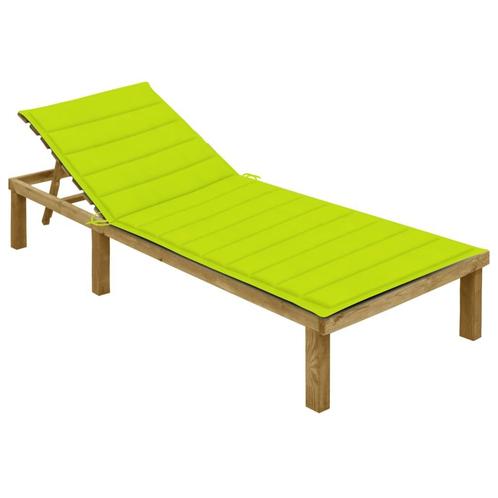 vidaXL Ligbed met heldergroen kussen geïmpregneerd, Tuin en Terras, Ligbedden, Nieuw, Verzenden
