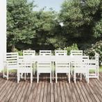 vidaXL 11-delige Tuinset massief grenenhout wit, Tuin en Terras, Verzenden, Nieuw, Meer dan 8 zitplaatsen, Tuinset