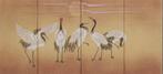 Vouwscherm - Gelakt hout, Gouden metaal, Papier - China -