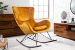 Design schommelstoel SCANDINAVIA SWING mosterdgeel fluwelen, Huis en Inrichting, Ophalen of Verzenden, Nieuw