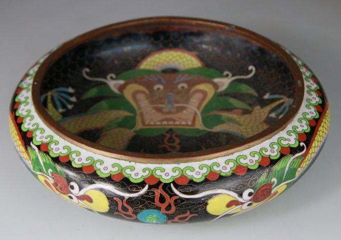 Coupe Rince Pinceaux in brons cloisonné - draken - Brons,, Antiek en Kunst, Antiek | Overige Antiek