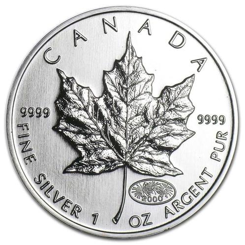 Canadian Maple Leaf 1 oz 2000 (403.652 oplage), Postzegels en Munten, Munten | Amerika, Noord-Amerika, Losse munt, Zilver, Verzenden