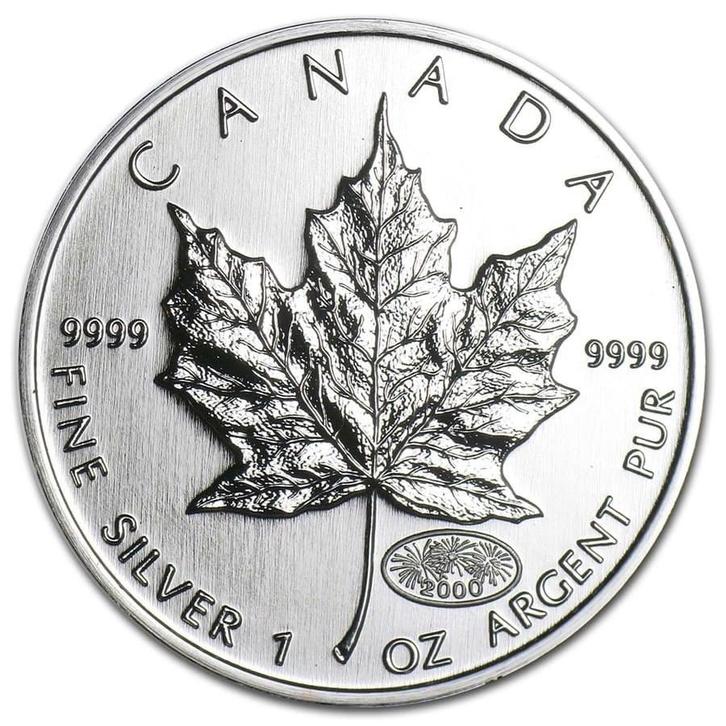 Canadian Maple Leaf 1 oz 2000 (403.652 oplage), Postzegels en Munten, Munten | Amerika, Noord-Amerika, Losse munt, Zilver, Verzenden