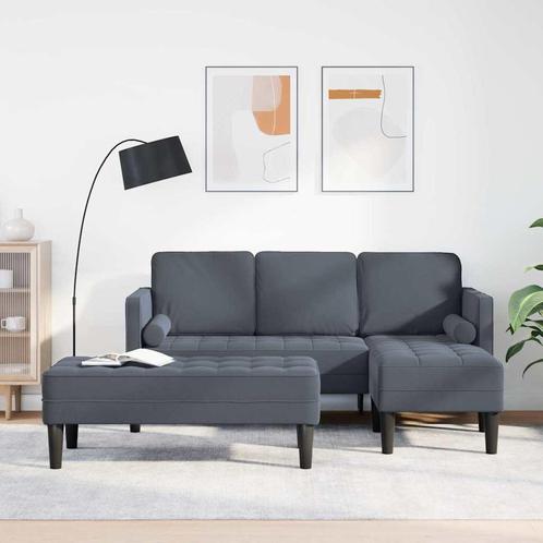 vidaXL Tuinbank L-vormig met bank en kussens fluweel, Huis en Inrichting, Banken | Bankstellen, Nieuw, Minder dan 150 cm, Stof