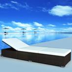 vidaXL Ligbed met kussen poly rattan bruin, Tuin en Terras, Ligbedden, Verzenden, Nieuw