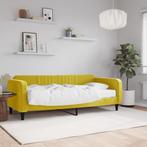 vidaXL Slaapbank met matras 90x200 cm fluweel geel, 90 cm, Eenpersoons, Verzenden, Nieuw