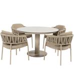 Calma Sarah dining tuinset 120xH75 cm rond 5 delig keramiek, Tuin en Terras, Tuinsets en Loungesets, Ophalen of Verzenden, Nieuw