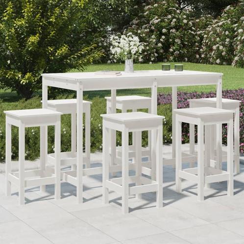 vidaXL 7-delige Tuinbarset massief grenenhout wit, Tuin en Terras, Tuinsets en Loungesets, Nieuw, 7 zitplaatsen, Verzenden