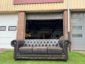 Bankstel CHESTERFIELD 3 zit klassiek bank bruin leer beschikbaar voor biedingen