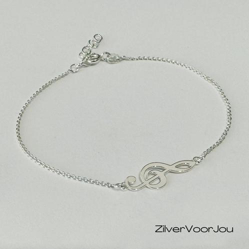 Zilveren muzieknoot armbandje, Sieraden, Tassen en Uiterlijk, Armbanden, Nieuw, Verzenden