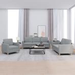 vidaXL 3-delige Loungeset met kussens stof lichtgrijs, Huis en Inrichting, Banken | Bankstellen, Verzenden, Nieuw, Vierpersoons of meer