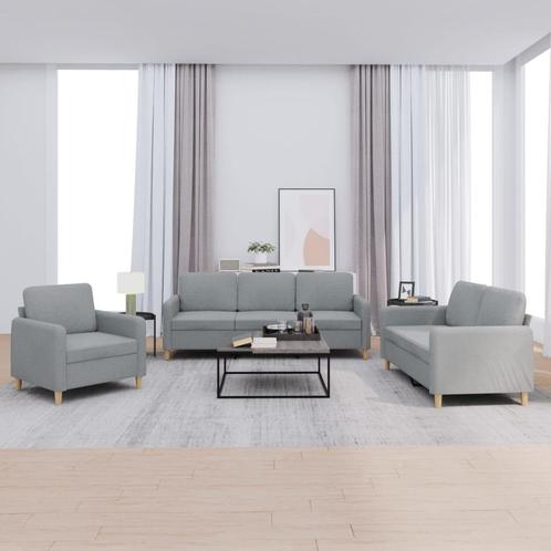 vidaXL 3-delige Loungeset met kussens stof lichtgrijs, Huis en Inrichting, Banken | Bankstellen, Nieuw, Stof, Vierpersoons of meer