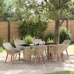 vidaXL Buiten eetset 7 pcs Lichtgrijs, Tuin en Terras, Tuinsets en Loungesets, Verzenden, Nieuw, Rotan