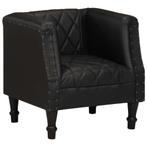 Zwarte Leren Armstoel|Retourdeal | 60% Korting, Huis en Inrichting, Fauteuils, Minder dan 75 cm, Nieuw, Ophalen of Verzenden, Luxe en vintage