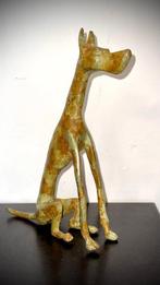 Abdoulaye Derme - sculptuur, Chien Fox - 28 cm - Gepatineerd