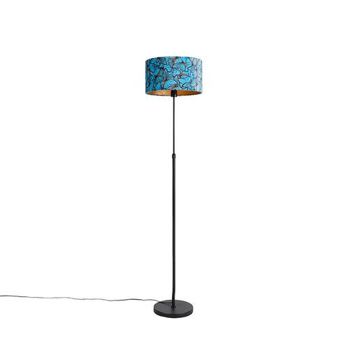 Vloerlamp zwart met velours kap vlinders 35 cm - Parte, Huis en Inrichting, Lampen | Vloerlampen, Nieuw, Overige materialen, 150 tot 200 cm