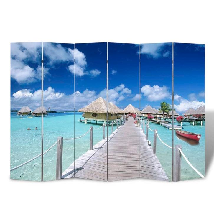 vidaXL Kamerscherm inklapbaar strand 217x170 cm, Huis en Inrichting, Woonaccessoires | Kamerschermen, Nieuw, Verzenden