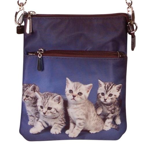 Schoudertasje poesjes NIEUW, Sieraden, Tassen en Uiterlijk, Tassen | Schoudertassen, Bruin, Nieuw, Ophalen of Verzenden