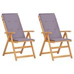 vidaXL Tuinstoelen 2 st verstelbaar massief acaciahout bruin, Tuin en Terras, Verzenden, Nieuw, Hout