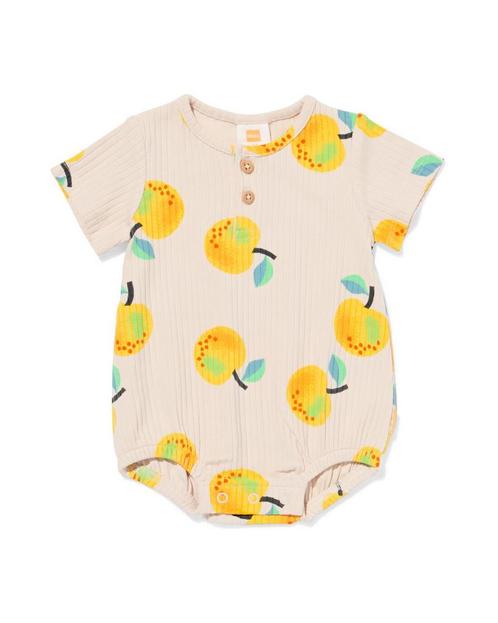 HEMA Newborn romper rib katoen met stretch citroenen ecru, Kinderen en Baby's, Babykleding | Overige, Nieuw, Verzenden