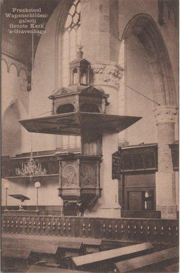 S GRAVENHAGE - Preekstoel Wapenschilden Gallerij Groote Kerk, Verzamelen, Ansichtkaarten | Nederland, Verzenden