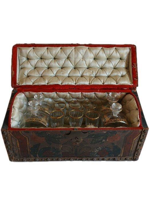 Kist (11) - Hout, Leder, Glas - 1800, Antiek en Kunst, Antiek | Overige Antiek