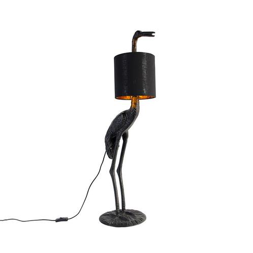 Vintage vloerlamp zwart met stoffen kap zwart  - Animal, Huis en Inrichting, Lampen | Vloerlampen, Nieuw, 100 tot 150 cm