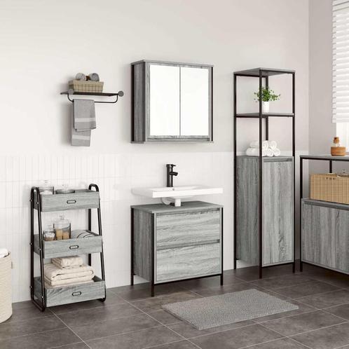 vidaXL 2-delige Badkamermeubelset bewerkt hout grijs sonoma, Huis en Inrichting, Badkamer | Badkamermeubels, Nieuw, Verzenden
