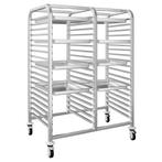 GGM Gastro | Rvs Dienbladwagen - dubbel - voor 30 dienbladen, Verzenden