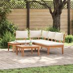 vidaXL Tuinbankset 4 pcs Bruin en Crème 2-zits Medium Hout, Verzenden, Nieuw