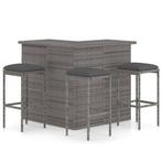 vidaXL 4-delige Tuinbarset met kussens poly rattan grijs, Tuin en Terras, Verzenden, Nieuw, Rotan, 3 zitplaatsen