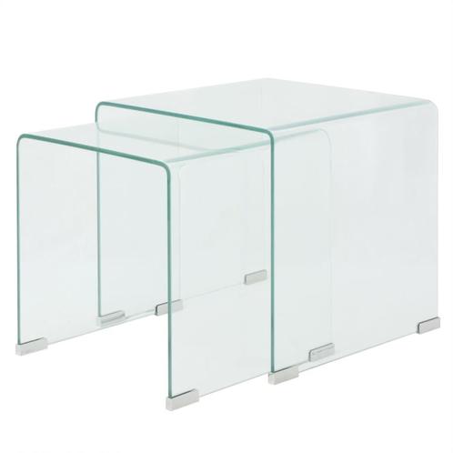 vidaXL Bijzettafel set 2-dlg transparant gehard glas, Huis en Inrichting, Tafels | Salontafels, Nieuw, Minder dan 50 cm, Glas