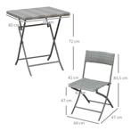TRUUSK Polyrattan Bistroset 2 Personen Zitgroep Grijs, Tuinm, Verzenden, Nieuw