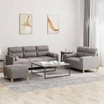 vidaXL 3-delige Loungeset met kussens stof taupe, Huis en Inrichting, Banken | Bankstellen, Verzenden, Nieuw, Vierpersoons of meer