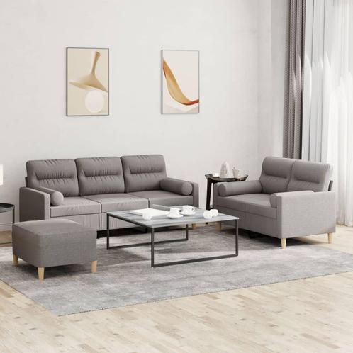 vidaXL 3-delige Loungeset met kussens stof taupe, Huis en Inrichting, Banken | Bankstellen, Nieuw, Stof, Vierpersoons of meer