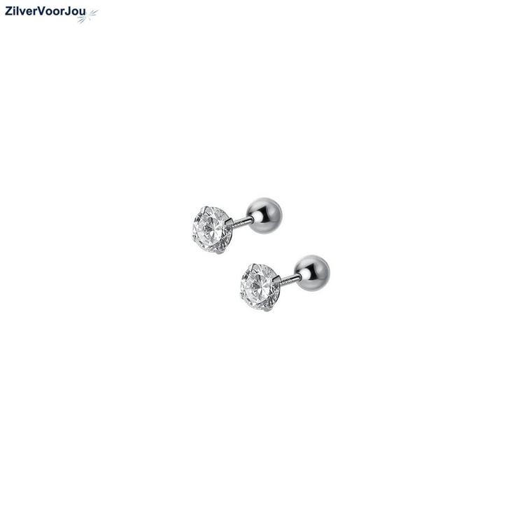 Zilveren little zirkonia studs helix 2.5 of 3 mm, Sieraden, Tassen en Uiterlijk, Piercings, Nieuw, Verzenden