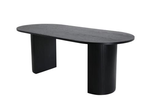 Eettafel - Rika - 200x90 cm - Zwart - Jörn, Huis en Inrichting, Tafels | Eettafels, Nieuw, Verzenden
