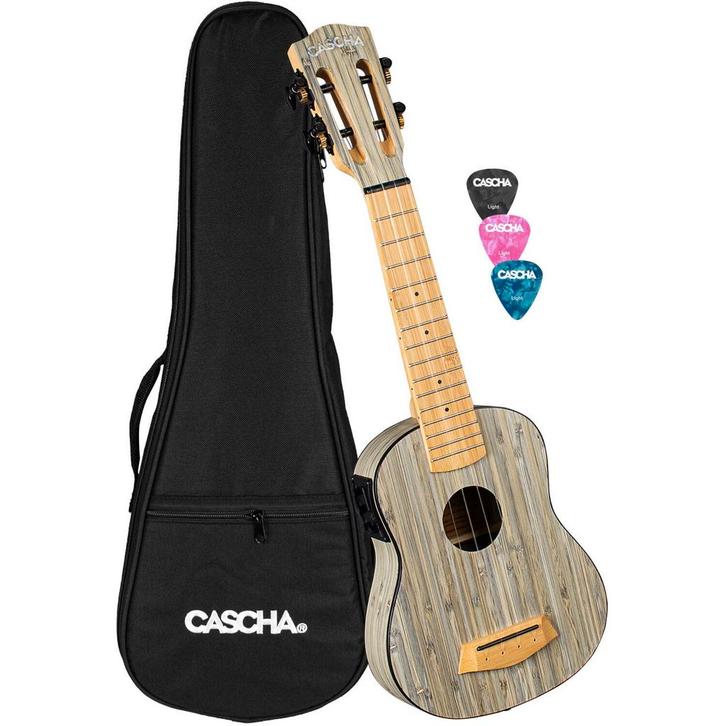 Cascha HH 2315E Bamboo Graphite E/A sopraan ukelele set, Muziek en Instrumenten, Snaarinstrumenten | Overige, Verzenden