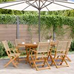 vidaXL 7-delige Tuinset poly rattan en massief hout beige, Tuin en Terras, Tuinsets en Loungesets, Verzenden, Nieuw, Hardhout