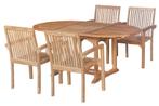 Teakea - Teak Tuinset Pile | Ovalen Uitschuifbare Tuintafel, Tuin en Terras, Tuinsets en Loungesets, Nieuw, Teakhout, Verzenden