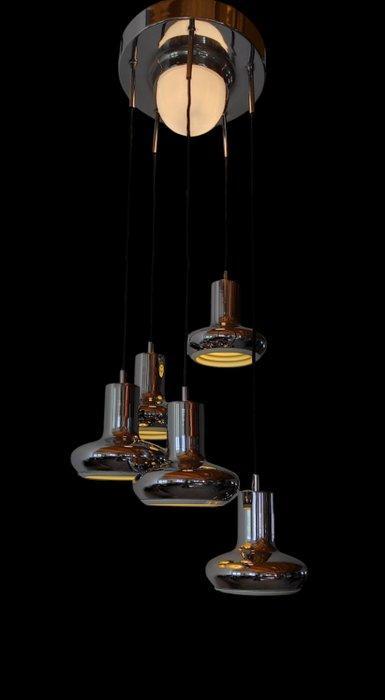 Plafondlamp - gechroomd metaal, Antiek en Kunst, Antiek | Lampen